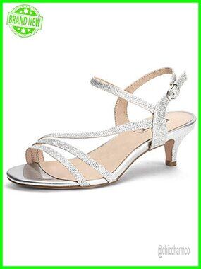 Dressy Strappy Kitten Heels Sandals Open Toe Slingback Buckle Low Heel